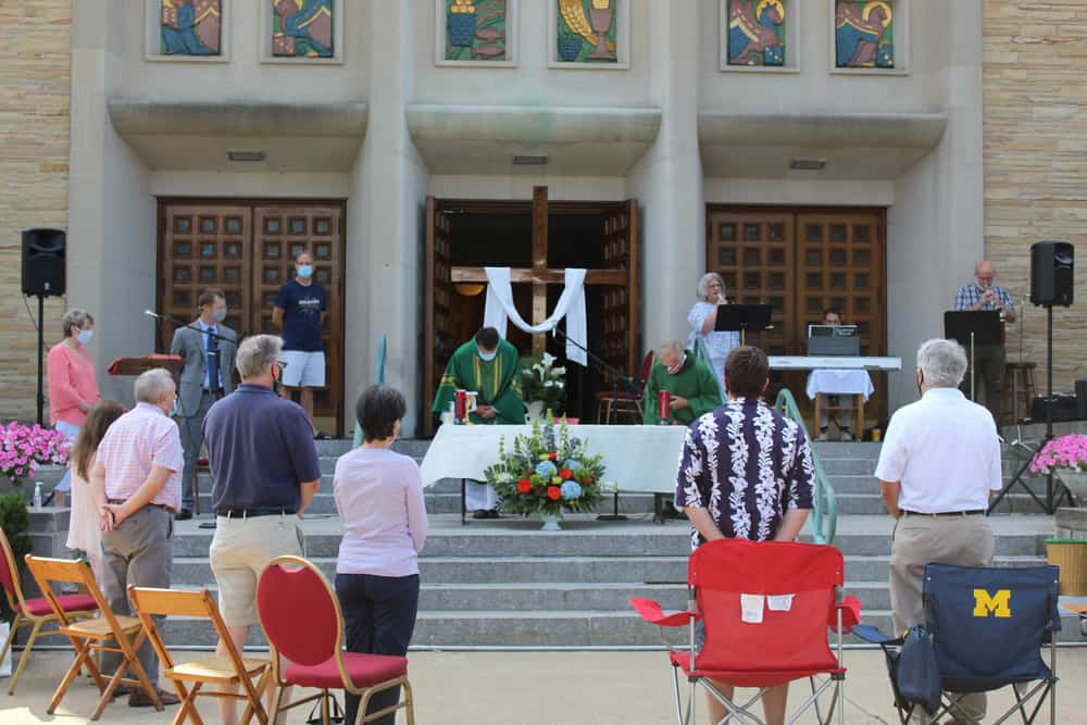 stclarem's tweet photo. Mass on the Grass: Sunday morning, September 6, 9:00 AM and 11:00 AM liturgies will take place outdoors on the front steps o... Read more at https://t.co/Mqievpiwyx https://t.co/qLHzG5rM8t