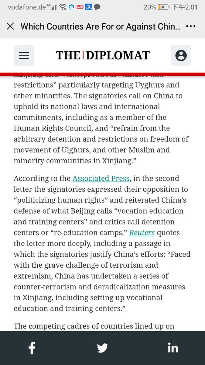 “But I read on BBC, ABC, CNN..” Stop right there and give this a read.  https://swprs.org/the-propaganda-multiplier/ In fact, it is only Western countries that have adopted this narrative against China; not a single Muslim country supports this narratives.  https://twitter.com/navinaheyden/status/1298229268040896512?s=21