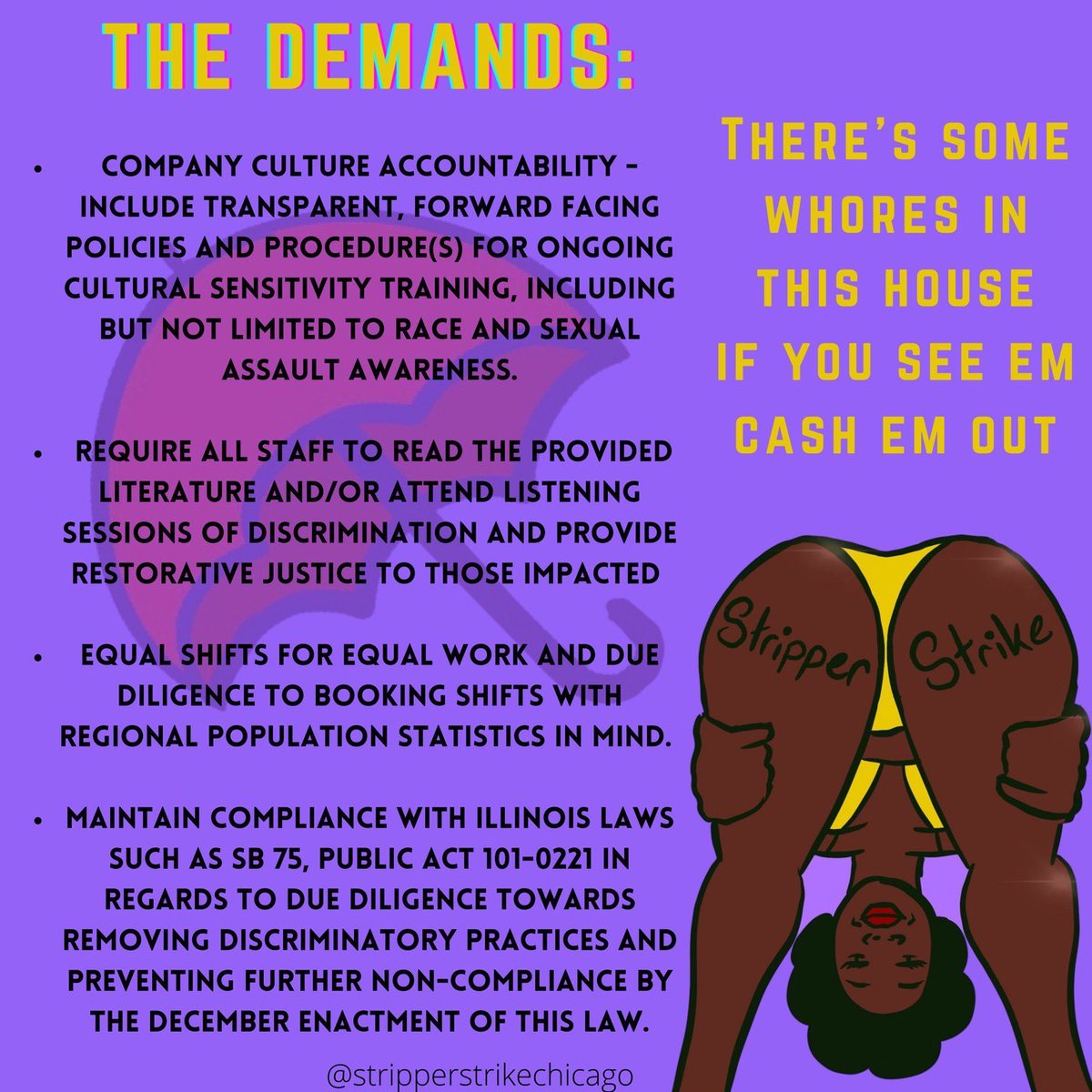 supporthosechi's tweet photo. Amplifying this Chicago #StripperStrike meet-up, happening TODAY 9/5 at 4pm cst! #sexworkersunite #BlackSexWorkersMatter https://t.co/zbZDjo93eD