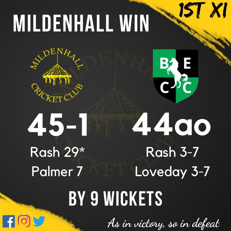 MildenhallCrick's tweet photo. 🏏🏏SATURDAY RESULTS🏏🏏

#5teams1club #MCC #BlackAndYellow https://t.co/eyIG6juGHB