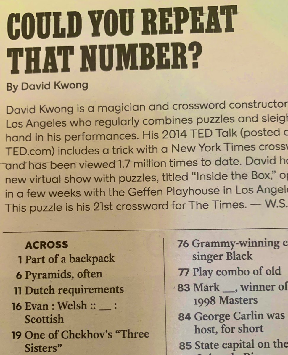 evwelsh's tweet image. I finally arrived! I made it into this week’s Sunday NYT crossword puzzle! #nytimescrossword