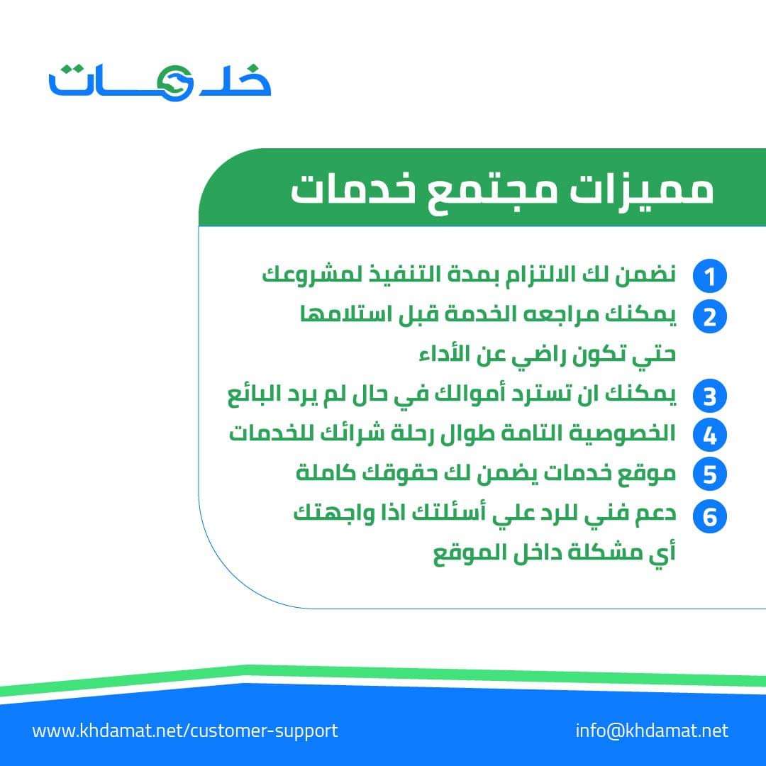 KhdamatDotNet's tweet photo. مجتمع #خدمات بيقدملك كل اللى بيحتاجه مشروعك
من خلاله هتحصل على خدمات متعددة مع مجموعة من #الفري_لانسر في عدة مجالات منها 
 ( #التسويق الالكتروني – برمجة وتطوير – تصميم الجرافيك – كتابة و #ترجمة – تعليق صوتي - فيديو جرافيكس ) 
يمكنك التسجيل الان عبر الموقع 
https://t.co/woyQehivNM https://t.co/lFZjli5O33