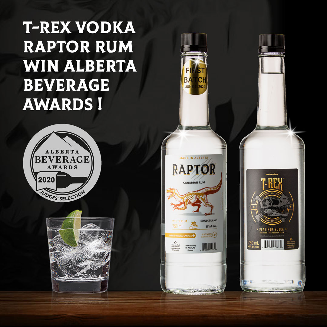 T-Rex Platinum Vodka and Raptor White Rum just won Judge's Selection awards in Alberta! 🤩 
Thank you everyone for your support, we're so proud to receive such kind feedback on our spirits. We'll keep doing our best! 

#vodka #rum #spirits #albertamade #cocktails #buylocal