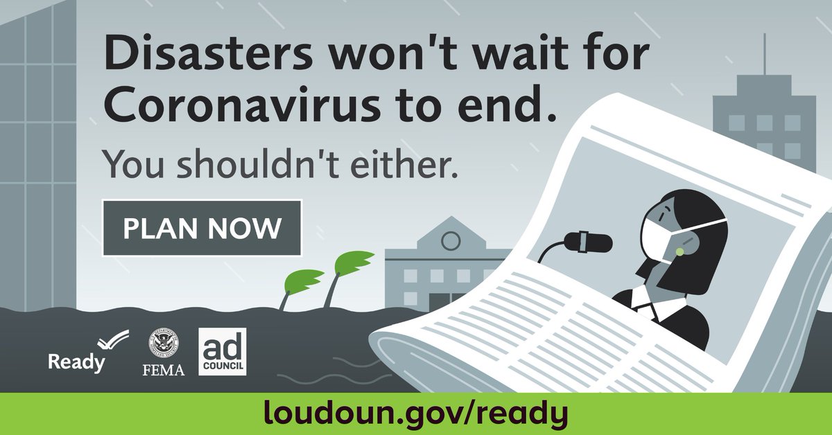 LoudounCoGovt's tweet photo. Disasters won’t wait for the end of the coronavirus pandemic. Make your emergency plan today. Tailor your plan to the specific needs of your household. Keep in mind how to protect yourself and others from COVID-19. https://t.co/ZvvXHVkbUd #PrepareNow #ReadyLoudoun https://t.co/8I9j12LycP