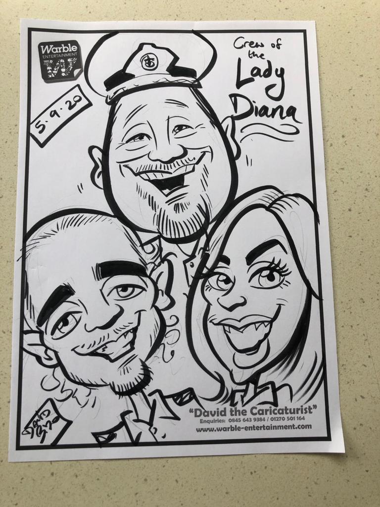 Chesterboats's tweet photo. Happy to he hosting our first #weddingcruise since before lockdown tonight... the mood of the crew perfectly captured in this drawing by @DavidWarbleArt! https://t.co/RpxMceDWL1