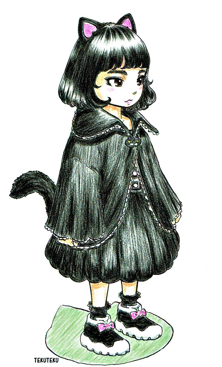 既うpの過去絵を何度も申し訳ないと思いつつもTwitterは流れて行くので見逃している絵もあるかもだし新しいフォロワーさんもいらっしゃるのでいいのかな～と～(*'Д`)? #黒の日 #オリジナルイラスト #何度でも見てほしいお気に入りを貼るタグ 
