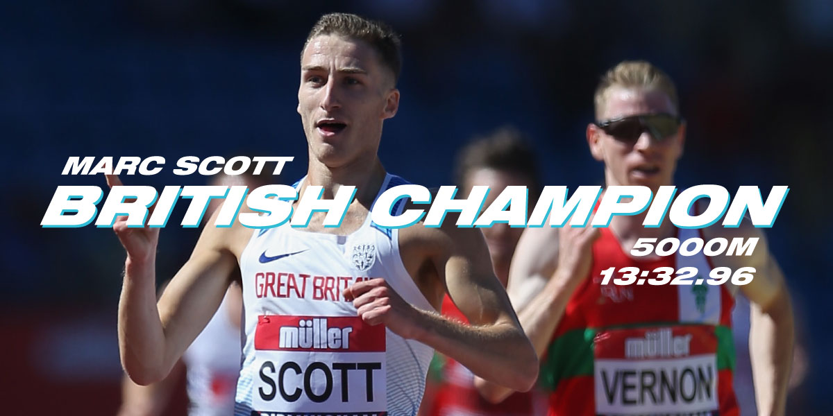 BritAthletics's tweet photo. 👏 𝗦𝗲𝗻𝘀𝗮𝘁𝗶𝗼𝗻𝗮𝗹 𝗦𝗰𝗼𝘁𝘁!

🥇 @_MarcScott runs a controlled race in the men's 5000m and breaks the stadium record as he clocks 13:32.98!

🥈 Jack Rowe - 13:37.85 (PB)
🥉 Tom Mortimer - 13:43.47 (PB)

#MüllerBritishChamps #JoinTheJourney https://t.co/i47DxzZzcn