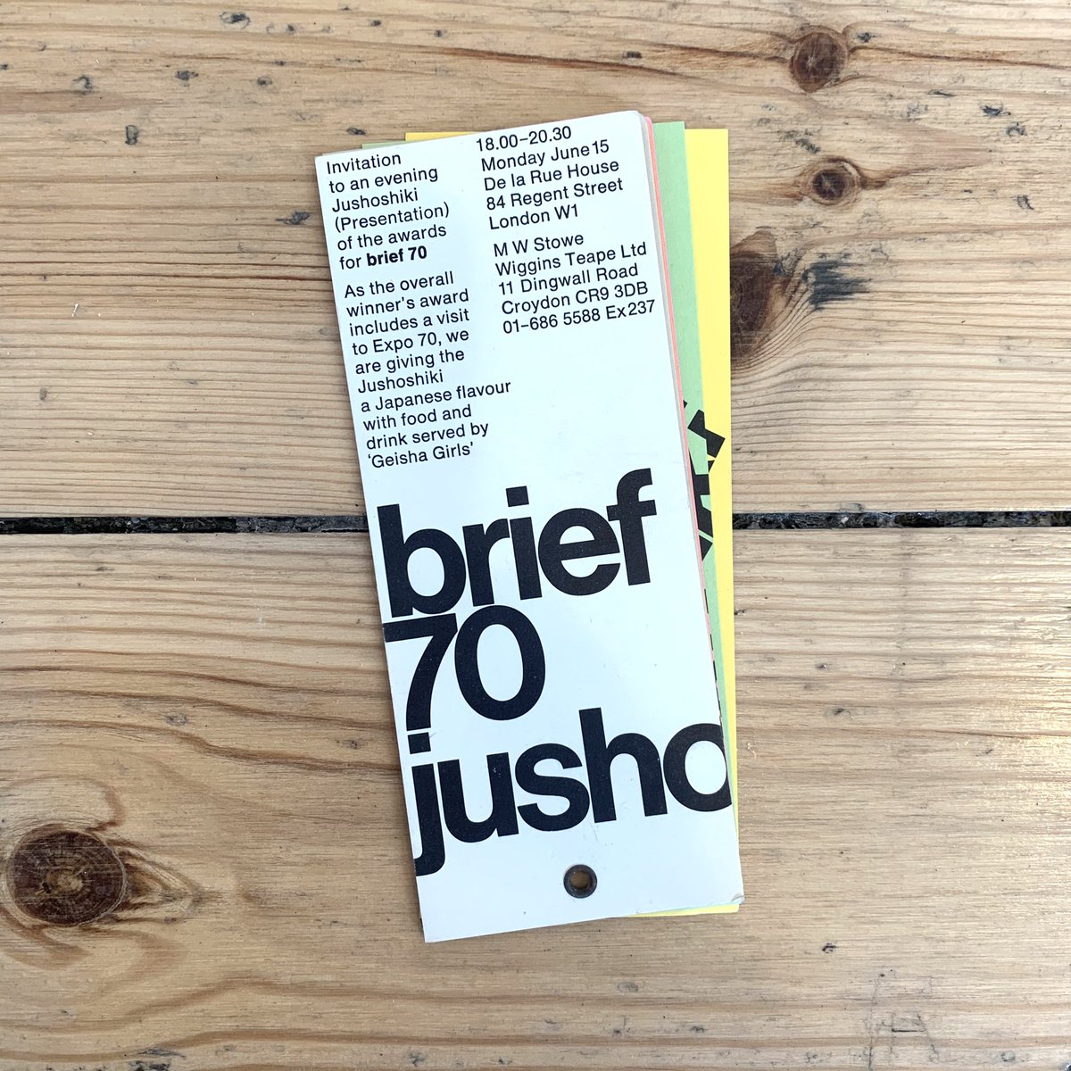 _MattLamont's tweet photo. Invitation to an evening presentation of the awards the brief 70. Designer: unknown. https://t.co/qKwjtF8wl5