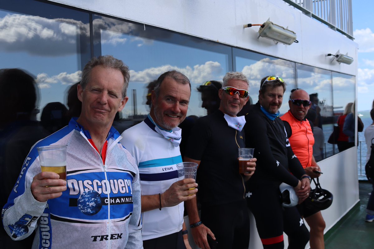 TheGreatTour's tweet photo. A quick pint of rocket fuel on the Red Funnel ferry before a 15km push to Ryde! 🚢🍻 #TheGreatTour https://t.co/gAgJRO2LTq