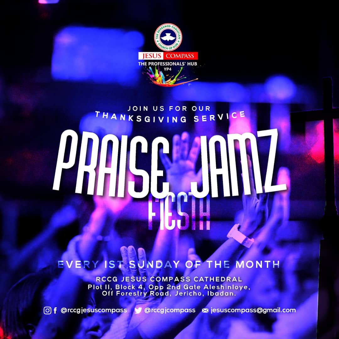 rccgjcompass's tweet photo. Yipee! Its Thanksgiving Sunday again. Do not miss church for any reason. 
Join us @rccgjesuscompass for another edition of #PraizeJamFest 
#ThanksgivingSunday 
#24HourMiracle 
#RCCG https://t.co/P3JvK6UBDf