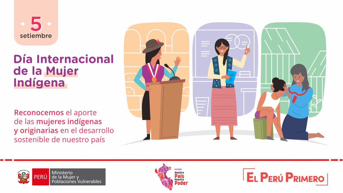 MimpPeru's tweet photo. 🗓️ En este día, saludamos y reconocemos el aporte de las mujeres indígenas y originarias para el desarrollo sostenible de nuestro país 🇵🇪, mediante su rol como lideresas políticas, transmisoras de saberes ancestrales, defensoras de la biodiversidad y de la soberanía alimentaria. https://t.co/ZQWcVjIpqt