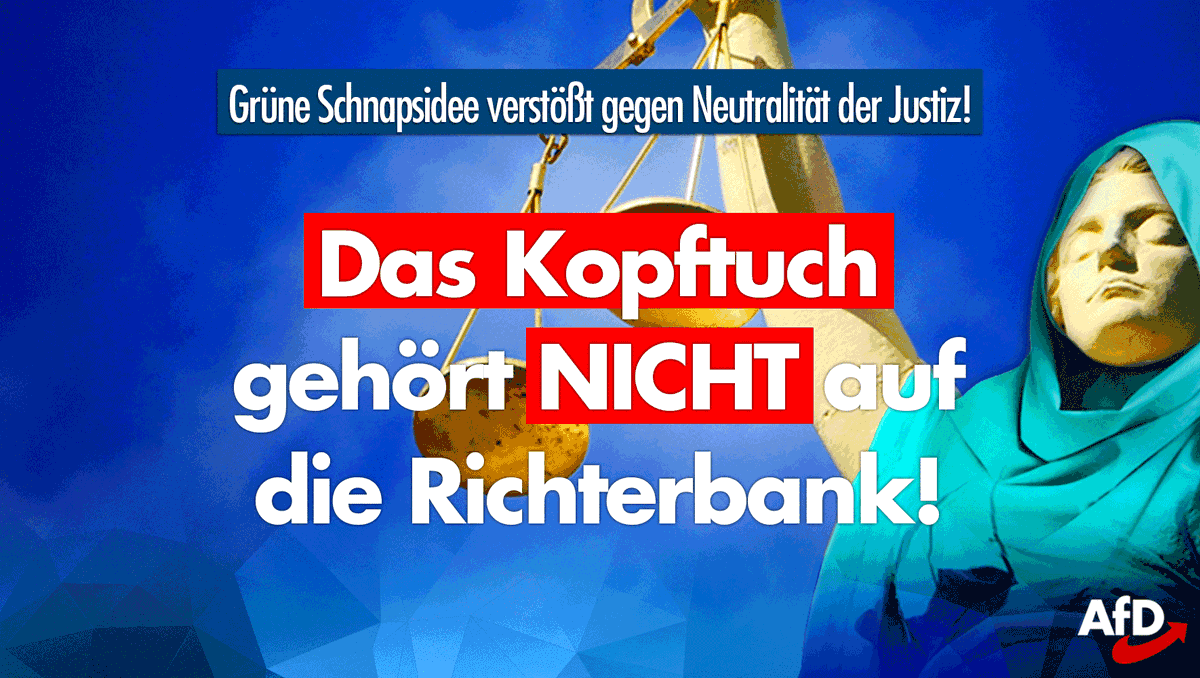 Mit Hilfe der #Grünen schreitet die Aushöhlung der religiösen #Neutralität an Gerichten weiter voran! #Islam

Mehr erfahren: afdkompakt.de/2020/09/05/gru…