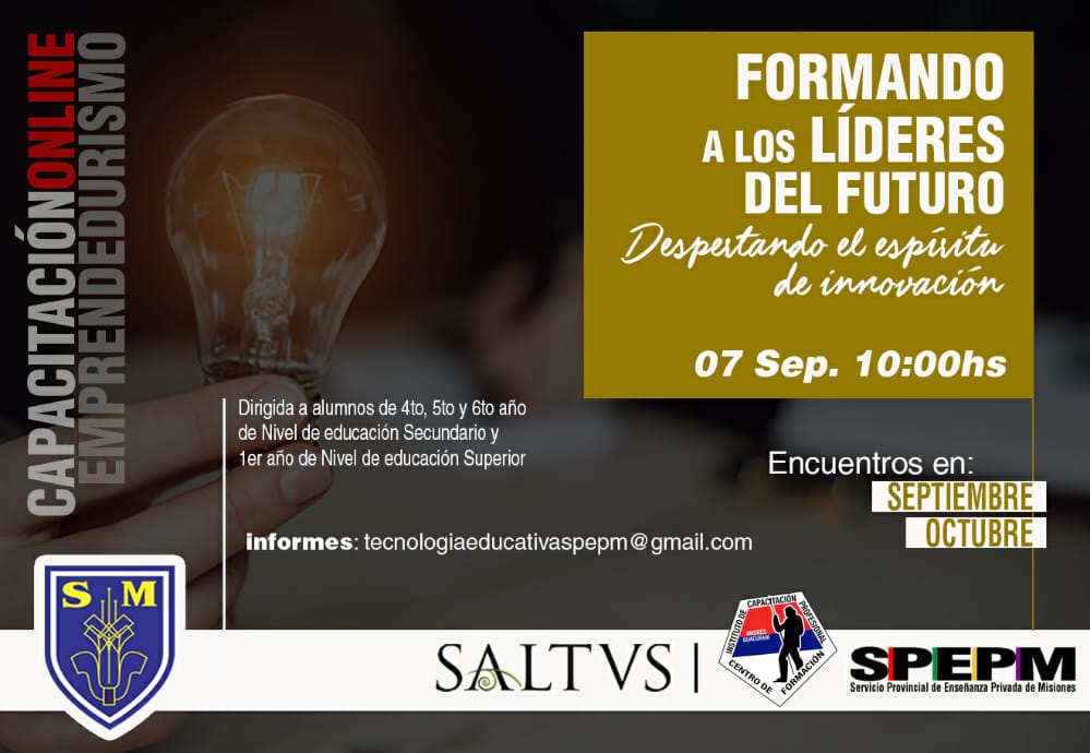 SantaMaria_ok's tweet photo. Este lunes 07/09 los estudiantes del @SantaMaria_ok participarán de la #CapacitaciónOnline de #Emprendedurismo... #FormandoLíderesdelFuturo...  

#SantaMariaInnova
@miguel_sedoff
 @LuisBogado2020
 @linares_cielo
 @misioneseduca
 @SPEPMEducacion
 @Mateons https://t.co/Us0ukt7eJC