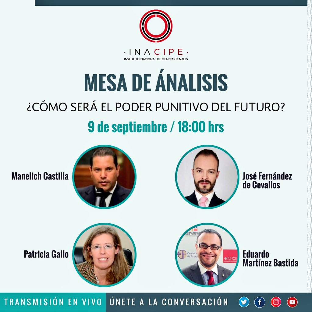 Me inquieta pensar que el poder punitivo del futuro sea, paradójicamente, una vuelta al pasado. Sobre estas cuestiones platicaremos el próximo 9 de septiembre en <a href="/INACIPE/">INACIPE</a>. 
¡Los esperamos!