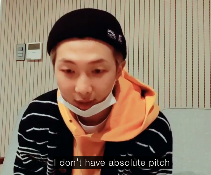 [ #SugaHQ_Misc] What is relative pitch and absolute pitch? In his 2019 Vlive, Namjoon explains that he does not have absolute pitch the way Yoongi does, in reference to a fan asking him about his piano.