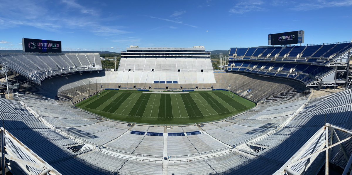 Spurious_George's tweet photo. There may be no fall sports season, but you’d never know it by looking at Beaver Stadium and Jeffrey Field. Couldn’t be more proud of what this group has accomplished in the midst of the pandemic. The Beaver Stadium Grounds Crew is truly #UNRIVALED @ThomasGoyne @osceolashamrock https://t.co/Z8LuRqrtqU