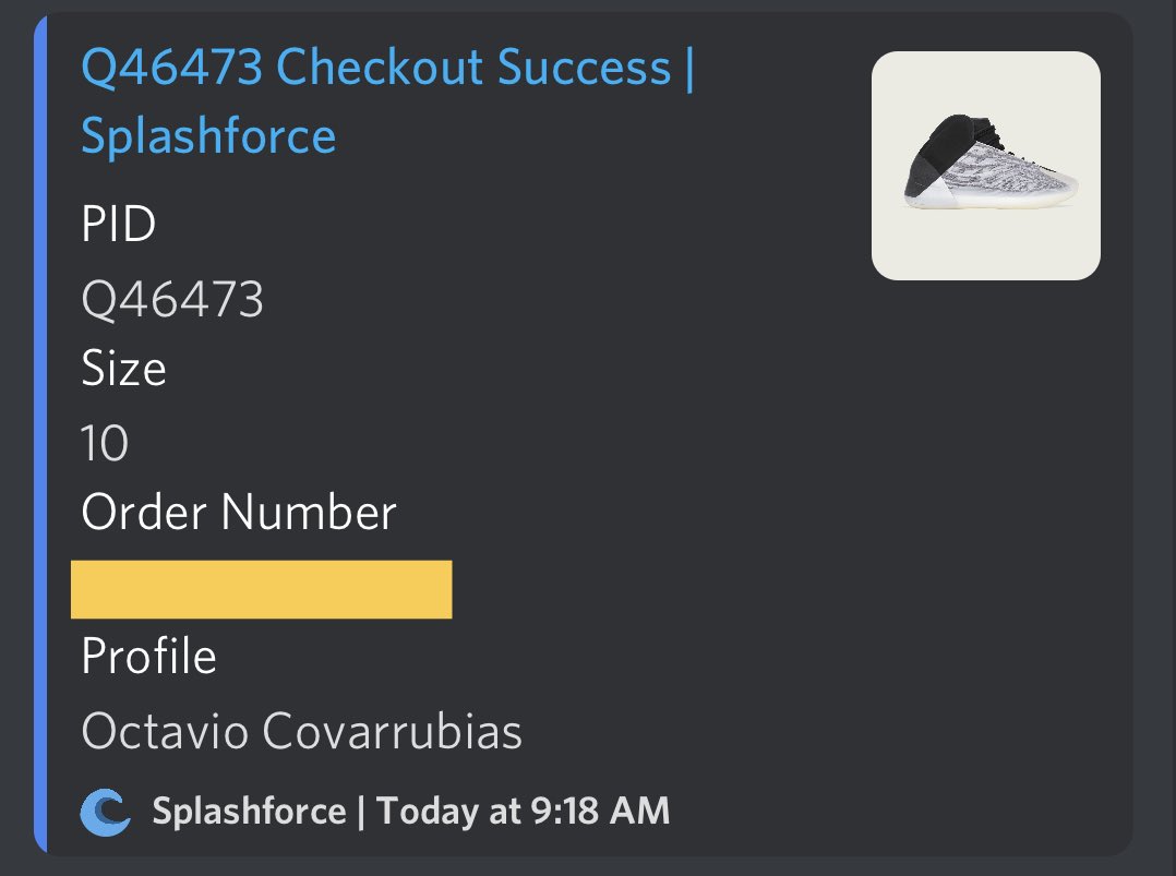 obtain_llc's tweet photo. 🥵 1 success - 30 declines
Only 2k stock on YS 
Good thing I got those Jeru DC'S

Bot - @Splashforcebot 
Proxies - @jeru035 
Server - @DripServers
Tools - @EasyATC | @neutrinotools | @scoutapp_ai 

#obtaincheckouts #ObtainVIP #obtainllc https://t.co/QbtalsnCTD