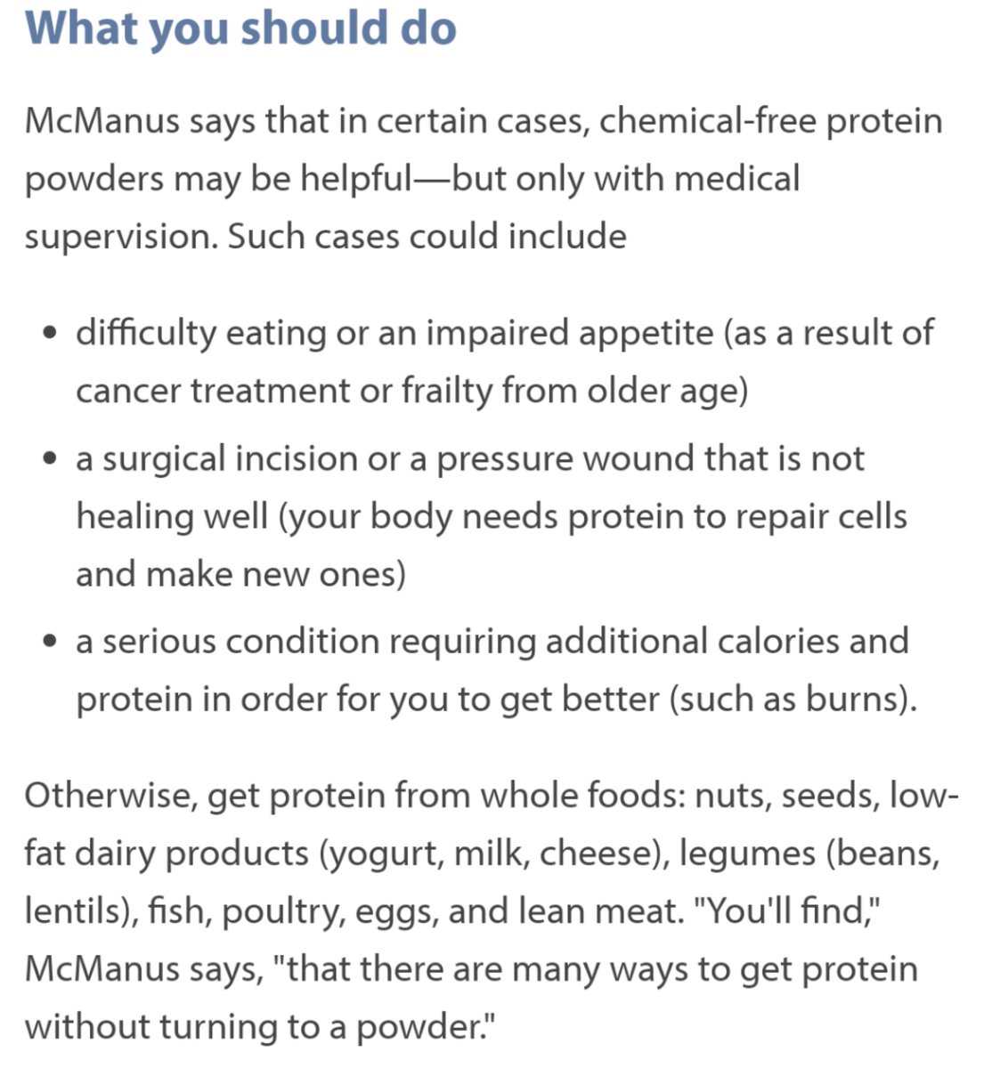 Ignore this bullshit too.Unless you have some medical condition which requires you to reduce protein intake, go ahead and have whey protein to fulfill your protein requirements. The only sideffects are that you'll get jacked, stronger, better hair+skin and overall better health