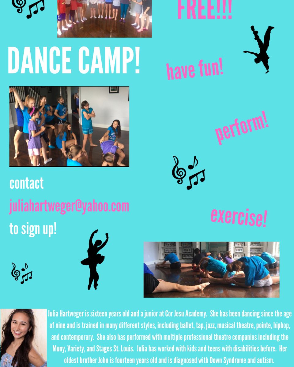 DSAGSL (@dsagsl) on Twitter photo Our friend, Julia Hartweger, is hosting another FREE Dance Camp on Zoom! Class is 2x/ month during Sept. & Oct. All ages & abilities welcome & you can attend some or all of the classes! To get class dates & access log in information, email Julia at juliahartweger@yahoo.com Our friend, Julia Hartweger, is hosting another FREE Dance Camp on Zoom! Class is 2x/ month during Sept. & Oct. All ages & abilities welcome & you can attend some or all of the classes! To get class dates & access log in information, email Julia at juliahartweger@yahoo.com