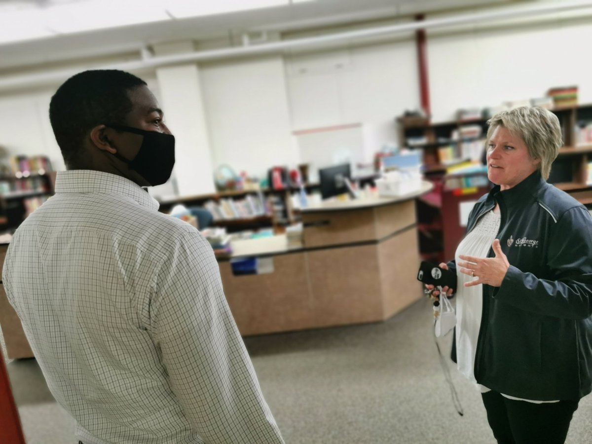 jmoses_mla's tweet photo. Visited the very hard working educators @stgeorgeLRSD yesterday to have a discussion with VP Susan Ciastko. Plans are in place to keep St. Vital students, teachers and families safe as we all navigate the start of the school year. Watch our discussion: https://t.co/6jjfT03twr https://t.co/M2RlztgByX