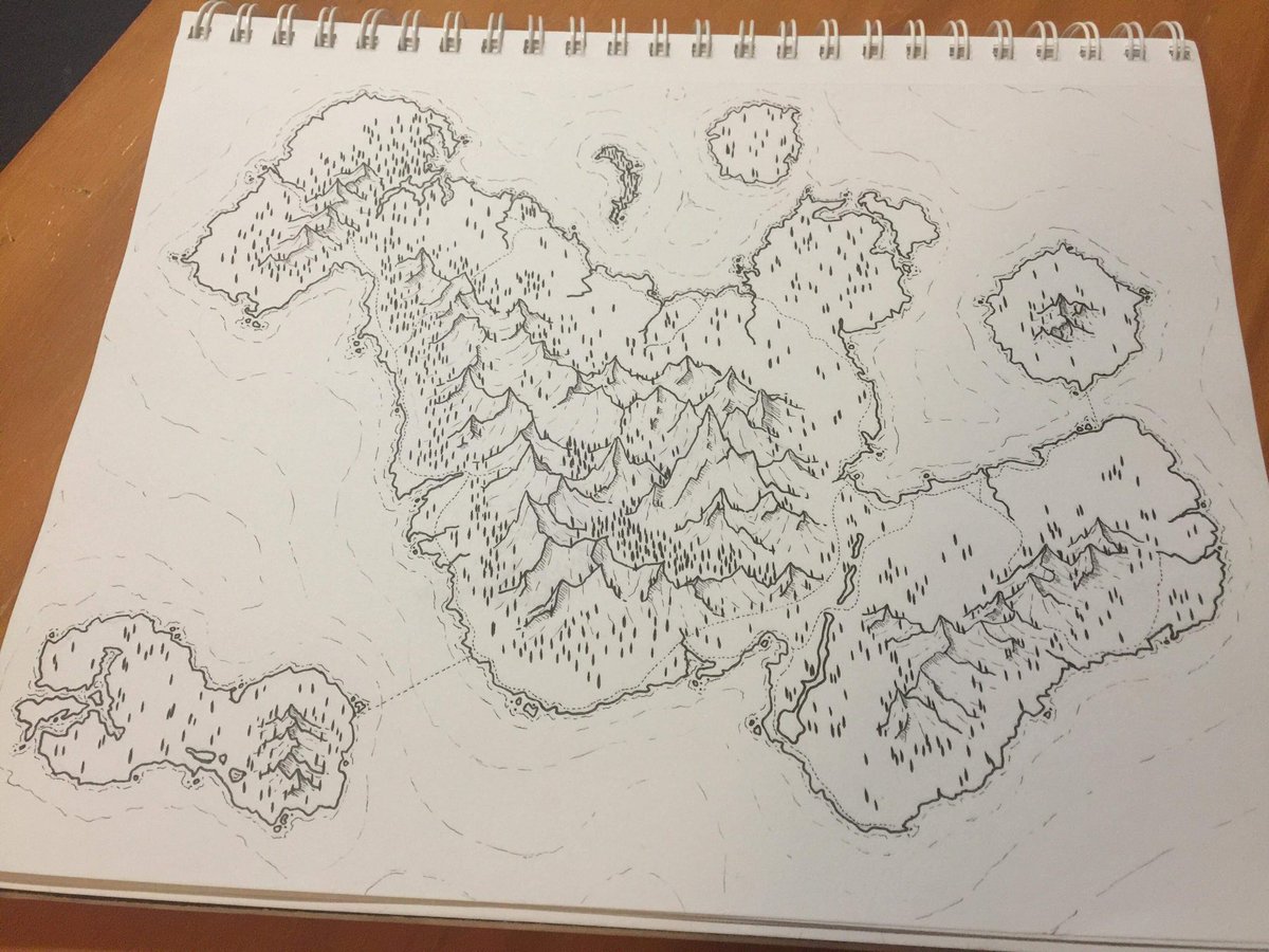 Dem0nicMaps's tweet photo. My rendition of a friendโs map. I used a different technique for the trees on this on.
#DnD #dnd5e #campaignmap https://t.co/mOU7nyerEM