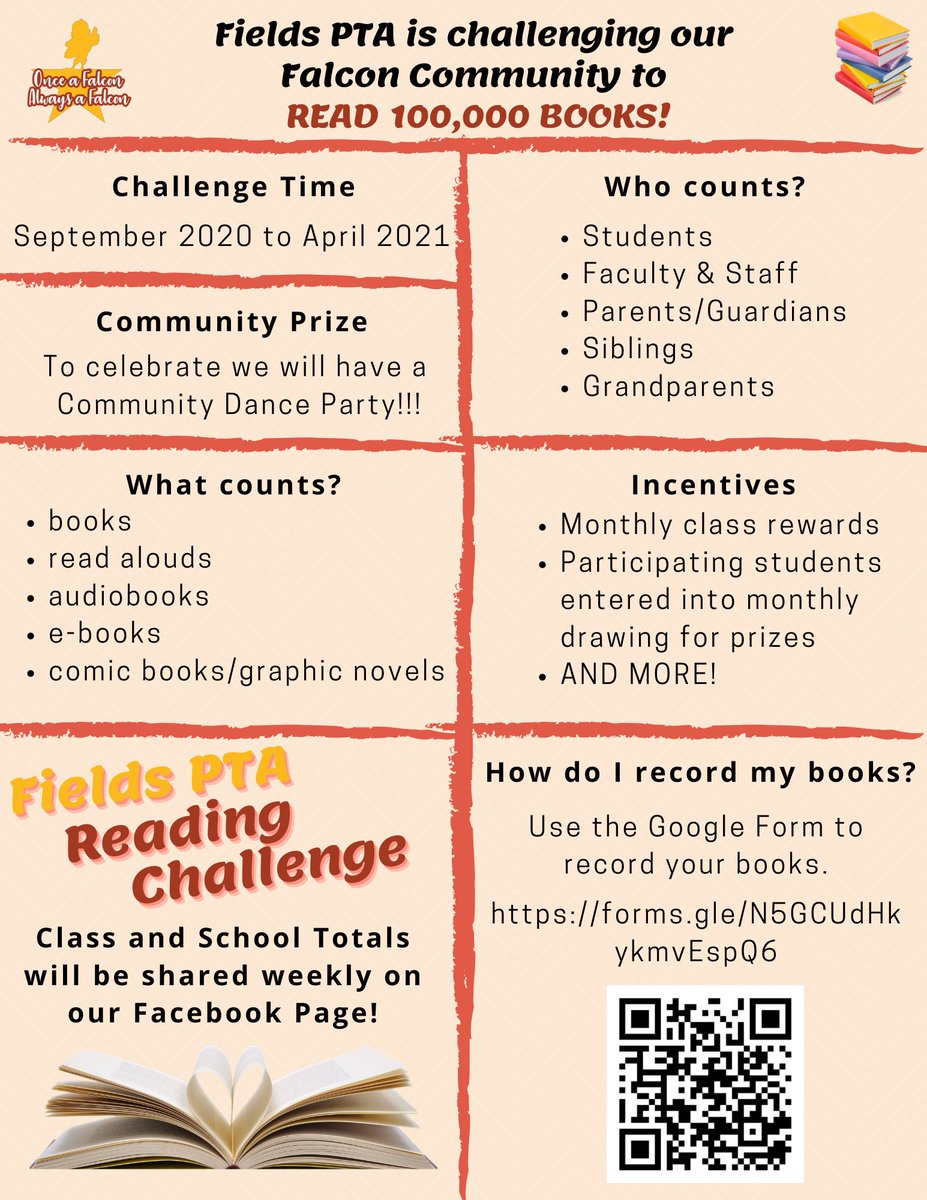 Falcon PTA Community Book Challenge!!! <a href="/Fields_Library/">NISDFieldsLibrary</a> <a href="/NISDFields/">Fields Elementary</a> <a href="/Fields_PTA/">Fields Falcons PTA</a>