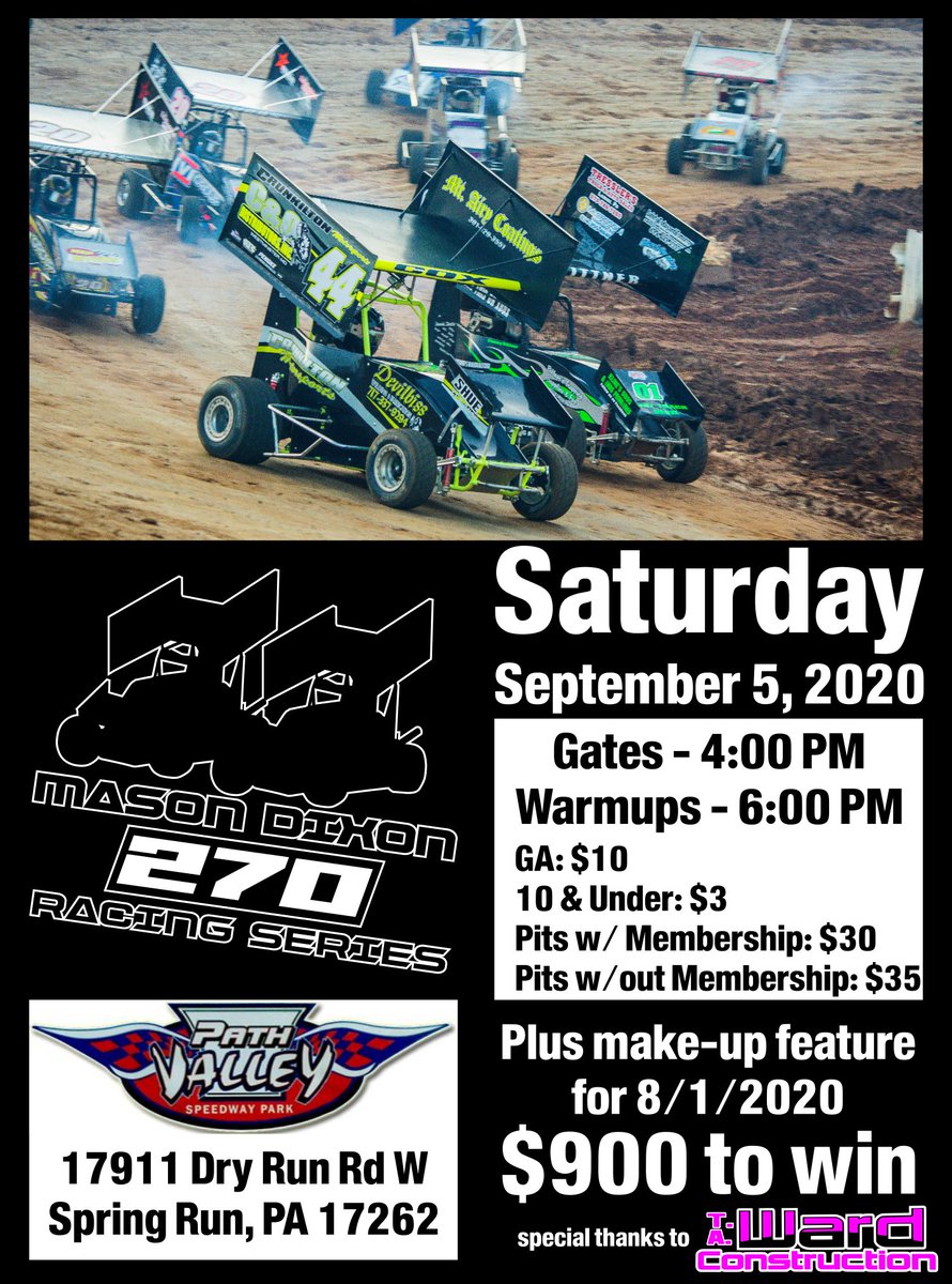 MD270Series's tweet photo. It's race day at @PVSpeedway!!
2 features on tap for tonight.
$900 to win Make-up feature
$750 to win regularly scheduled feature
#MD270 https://t.co/Zm04ythg39