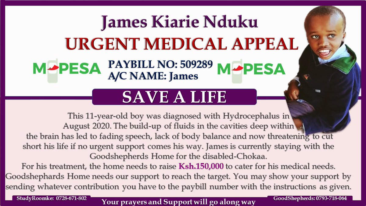otienomjomba's tweet photo. Great friends,
This young boy James is in need of our support.Our little CONTRIBUTION will make a great impact in his life.He needs a shunt drilled to his brain to remove water. Let's support him #SupportJames #WaruguruExposed #Jayden
#murkomen #Magoha ##Mpesa https://t.co/7PIBQnStTA
