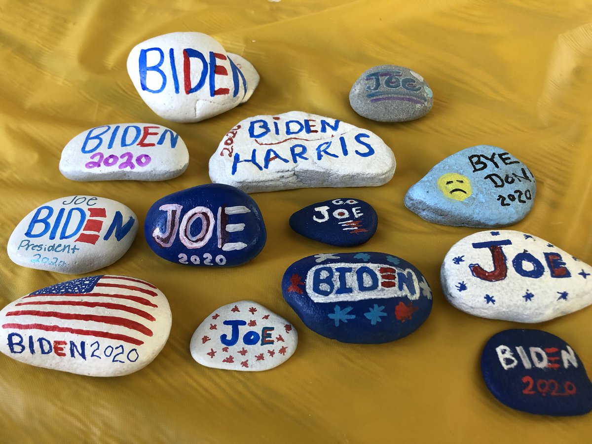 Rock painting in #SoBethany is quite partisan this year. #Youth4Biden @YAFBiden @Women4Biden #BidenHarris2020