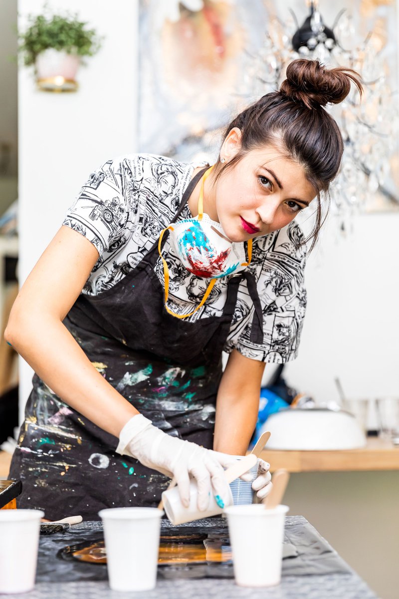 YoJolene's tweet photo. While in action😎 
You have to be fast when working with resin! 
📸@dvshotz ⠀⠀⠀

#art #design #artistsofinstagram #contamporaryart #abstractart #interiordesign #artonthewall #richter #colorfulart #universeart #belgiumartist #berlin #amsterdam #dutchartist https://t.co/8M8iae3uHm
