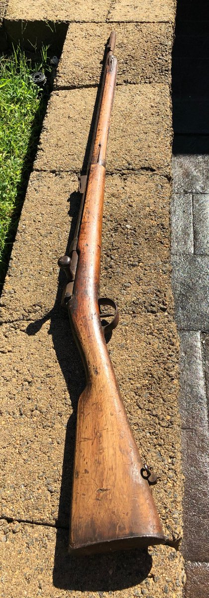 BobThomasKNOX's tweet photo. Years ago I bought a house in Studio City. We moved in &amp; found old rifle in a closet. Carried it from house to house. Finally got it out to see what it is. A 1866 era French/British #Kynoch Bolt Action #Chassepot made in Birmingham, England! Now I need to get it cleaned up. https://t.co/8NuQ0RVUIM