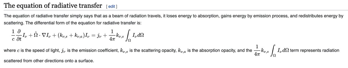 The equations governing radiative transfer have both differential and integral terms making them hard to solve.