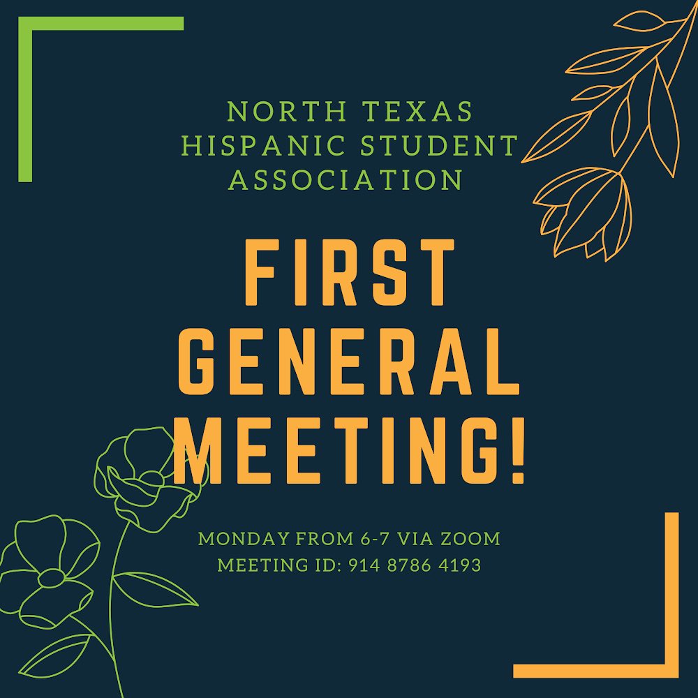 UNT_HSA's tweet photo. First General Meeting this Monday!!! https://t.co/4DsHdWtyYN