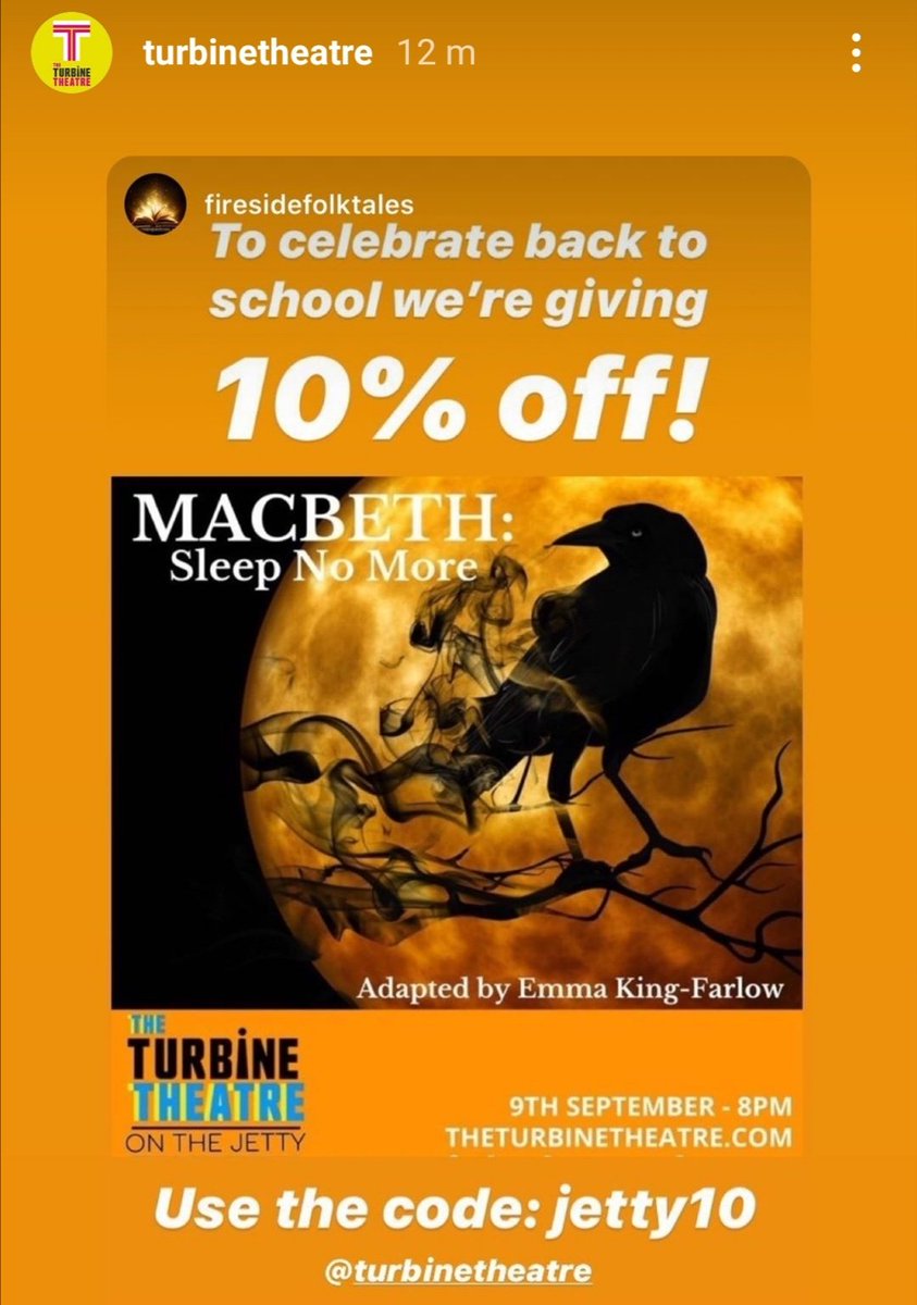 firesidefolks's tweet photo. Not long now until we join @TurbineTheatre on their fabulous Jetty, with our powerful new adaptation of one of #Shakespeare's most popular &amp; widely-studied works, #Macbeth! ⚔️👑🎉

🗓️: Wed 9 Sept at 8pm
🎫: Special offer - 10% off with the code JETTY10! ✨ https://t.co/ucjS9Y5nCJ https://t.co/USAMn6dO2p