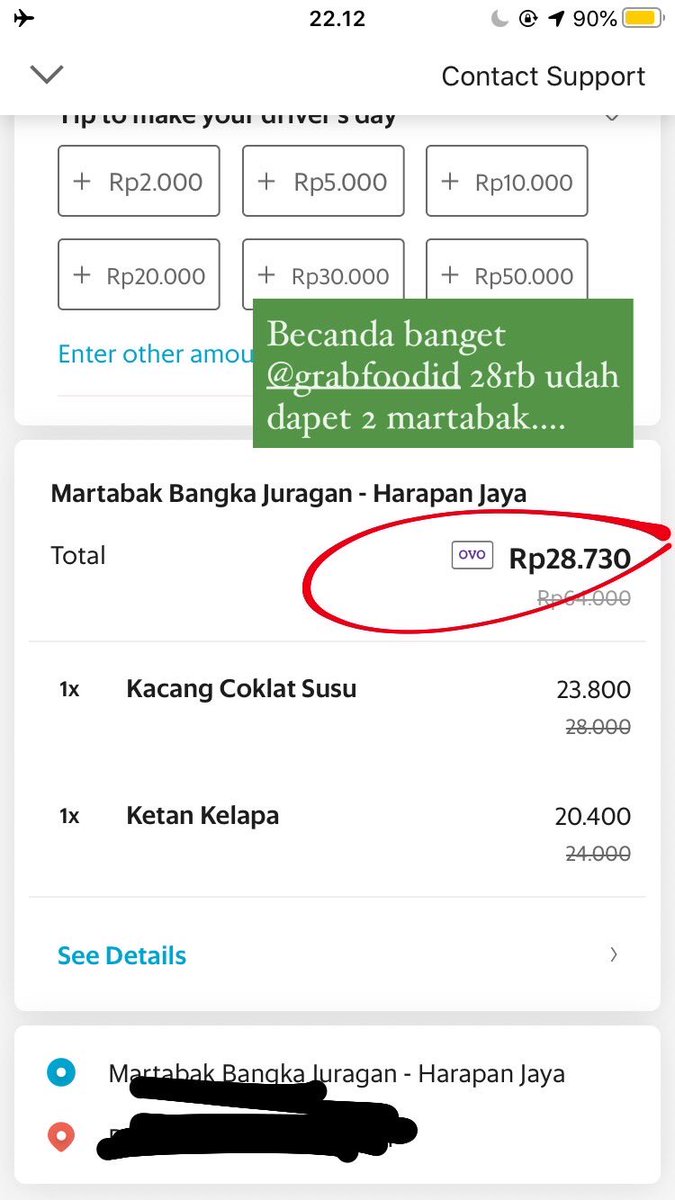 uleeyelfira's tweet photo. Becanda nih @GrabID masa 28rb udah dapet 2 martabak??? 😩💚 https://t.co/IgXW0UiV4E