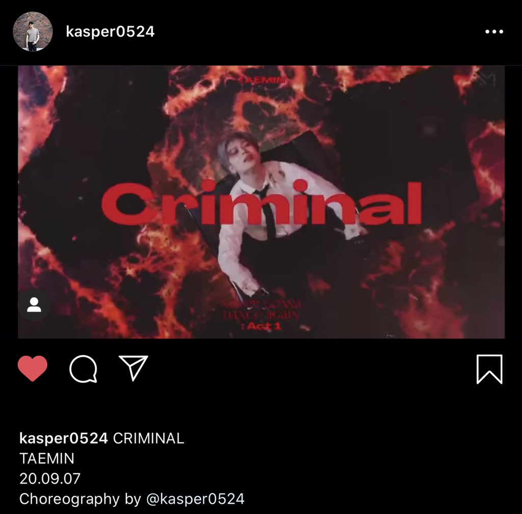 MadnessxTaemin's tweet photo. Y así es como KASPER vuelve al THE REAL KING👏🏻✨

La coreografía fue realizada por KASPER, quien actualizó su perfil de IG
Link ➡️ https://t.co/oCuUr2x1zr

Vamos a dejar comentarios de apoyo ❤️

#CriminalTeaser
#태민 #TAEMIN #テミン 
#NeverGonnaDanceAgain
#Act1 #Criminal @SHINee https://t.co/VLGkDupzs4