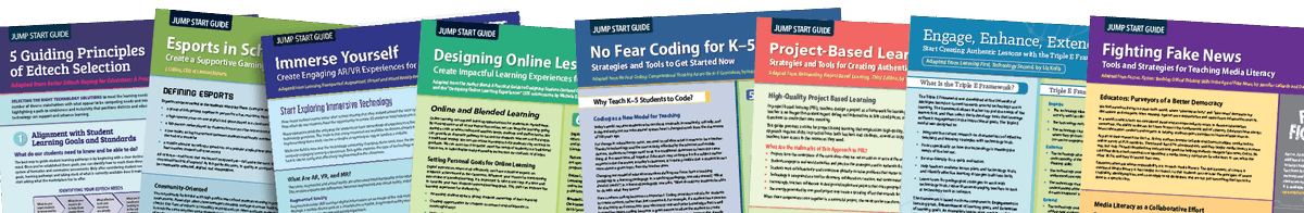 ISTE_ASCD's tweet photo. Get up and running quickly with ISTE Jump Start Guides! These guides provide quick, easy-to-reference information on education’s hottest topics. 

Browse them here: https://t.co/vLcTyturaJ.

#OnlineLearning #K12 https://t.co/DXelIORozL