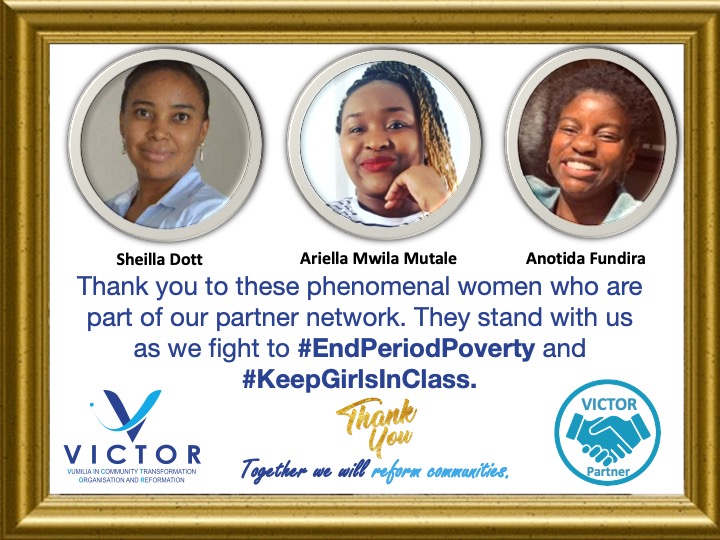 rabisonshumba's tweet photo. Thank you to these women for partnering @VICTOR_Foundtn. Sheilla has been a consistent partner . Arielle has a passion to serve young people. Anotida (at 17) has started a foundation that mentors young girls. These women are shaking the world. #KeepGirlsInClass #EndPeriodPoverty https://t.co/QKhY3ZBDfu