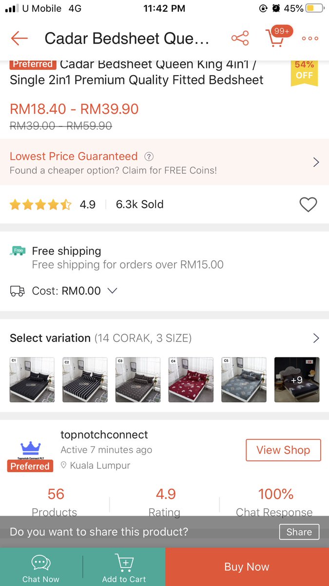 6) BEDSHEET Cadar ni dia macam terapi untuk kita tau. Kalau cadar tu cantik & sedap pakai kita pun jadi selesa nak tidur. So ni adalah antara suggestion untuk korang! Boleh pilih nak size yg macam mana semua ada kat shopee  https://shopee.com.my/product/108097613/6515682729?smtt=0.0.9