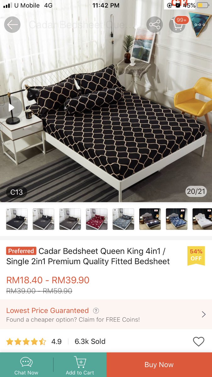 6) BEDSHEET Cadar ni dia macam terapi untuk kita tau. Kalau cadar tu cantik & sedap pakai kita pun jadi selesa nak tidur. So ni adalah antara suggestion untuk korang! Boleh pilih nak size yg macam mana semua ada kat shopee  https://shopee.com.my/product/108097613/6515682729?smtt=0.0.9