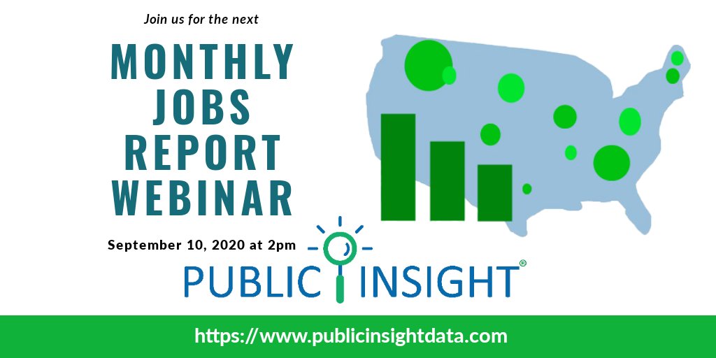 We're getting ready to unveil our August Jobs Report &amp; you don't want to miss it. We're sharing US #LaborMarket trends &amp; the latest feature in #InsightForWork - Applicant Data from <a href="/indeed/">Indeed</a>!

Join us 9/10 for this free webinar publicinsightdata.com/solutions/insi… #dataviz #hiring #job #powerbi