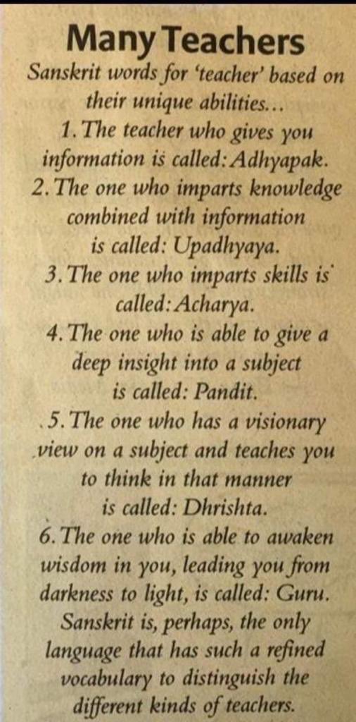 S_Sivakumar's tweet photo. Different “Teachers” in Sanskrit 😮 https://t.co/58ywPe5jyZ