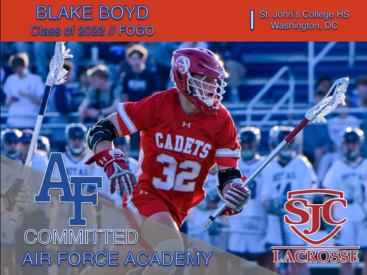 LaxSjc's tweet photo. Blake Boyd ‘22 is heading to the United States Air Force Academy!!! CONGRATS!! #bethebest #hwpo @SJCAthletics @SJCSabre @AF_Lax https://t.co/xbnv6RqXkr