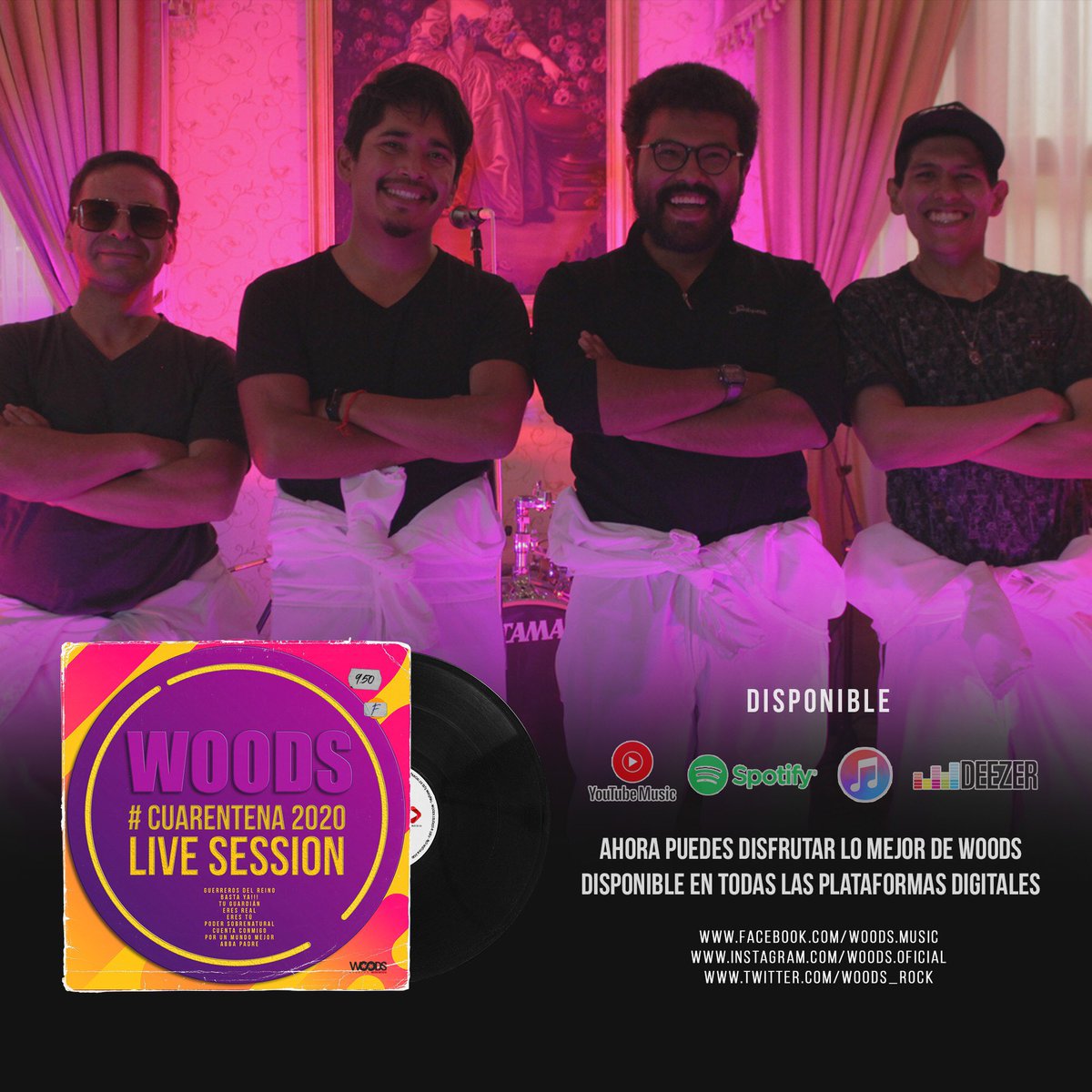 woods_rock's tweet photo. Woods [Cuarentena 2020] Live Session
🔸Ahora puedes disfrutar lo mejor de nuestra música.
🔺Woods Cuarentena 2020 Live Session disponible en las plataformas digitales.
> Ingresa al link. 👇🏻👇🏻👇🏻
Spotify: https://t.co/PQVJZQtLKq

Apple Music: https://t.co/XwIHM4HCFX https://t.co/d0JlOBPiuI