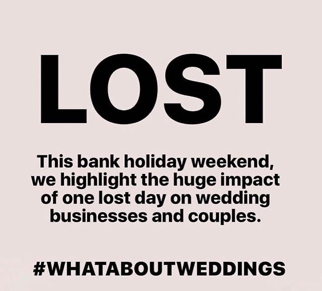karlhill3466's tweet image. @BBCNews @TVNaga01 @itvnews @SkyNews Why does this not even register on your radar.  Nightclubs can open for 250 people. Weddings 30. Have you tried to pick 25 guests for a wedding if your a large family #whataboutweddings #RoadMapForReopening 

whataboutweddings