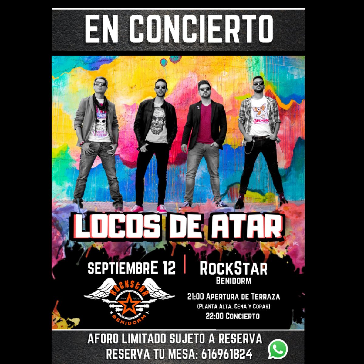 RSBenidorm's tweet photo. Concierto gratuito, ¡no olvides reservar! 🙌🏻 616961824 📞
C/ Gerona, 17

#concierto #locosdeatar #estaennuestrasmanos #Benidorm2020 #benidorm #rockstarbenidorm #concierto #livemusic https://t.co/rD4y47JKtj