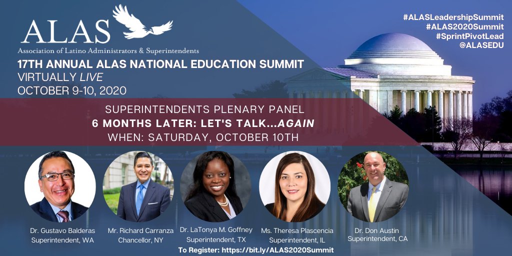 ALASEDU's tweet photo. Join us at the #ALASEdSummit on Saturday, October 10th for the LIVE Superintendents Plenary Panel!
#ALASSummit
#ALAS2020Summit
#ALASEquitySummit https://t.co/pwq1yoAPyz