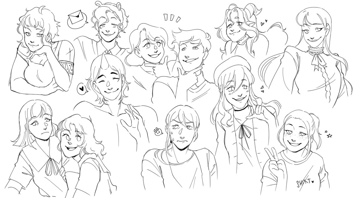 ur guys' oc doodles !!! i was thinking of coloring these but i got lazy lmaoo 

ill put the other version i made w the owner tags in the replies <3 thank u for letting me draw ur ocs uwu

#artph 