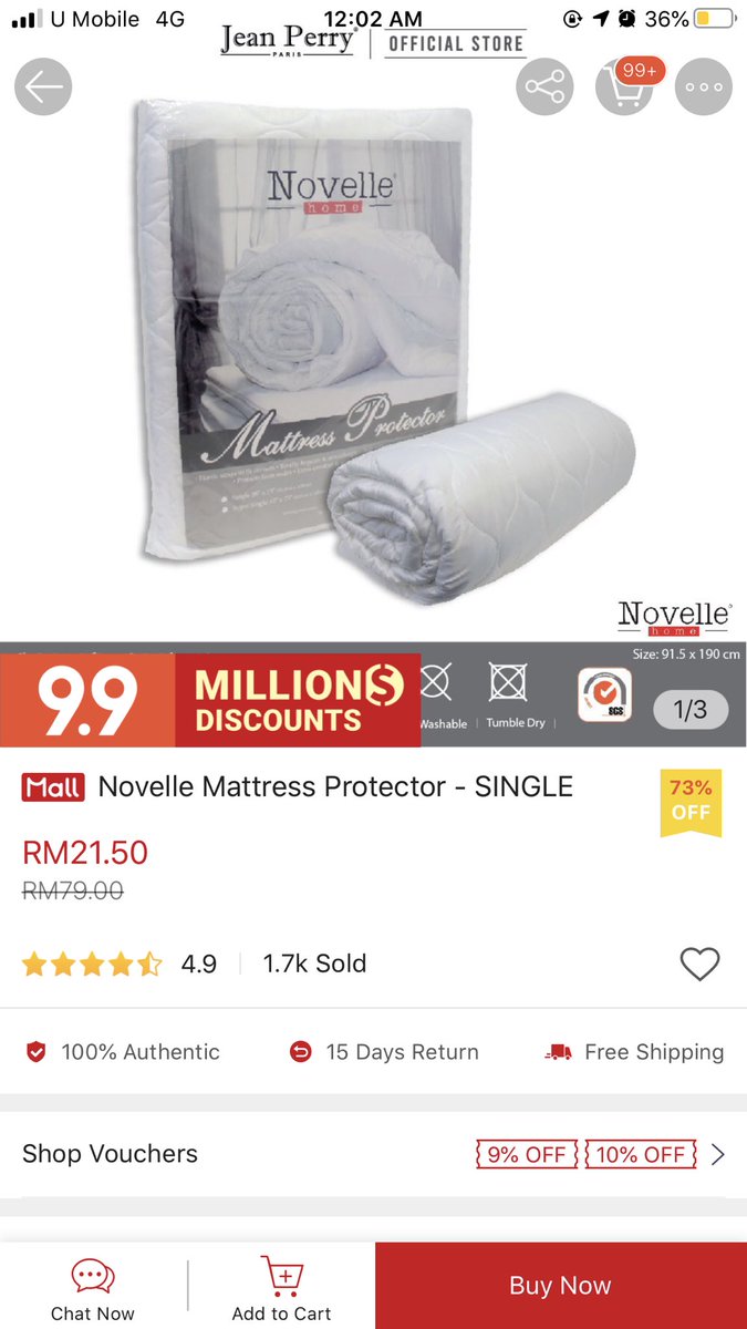 8) MATTRESS PROTECTOR Yang ni for me wajib beli if korang nak tilam free from any stain macam air tertumpah ke. & for girls incase ada darah bocor time period ke this one boleh cover from direct kena kat tilam. Available in all sizes  https://shopee.com.my/product/20165543/5716941243?smtt=0.0.9