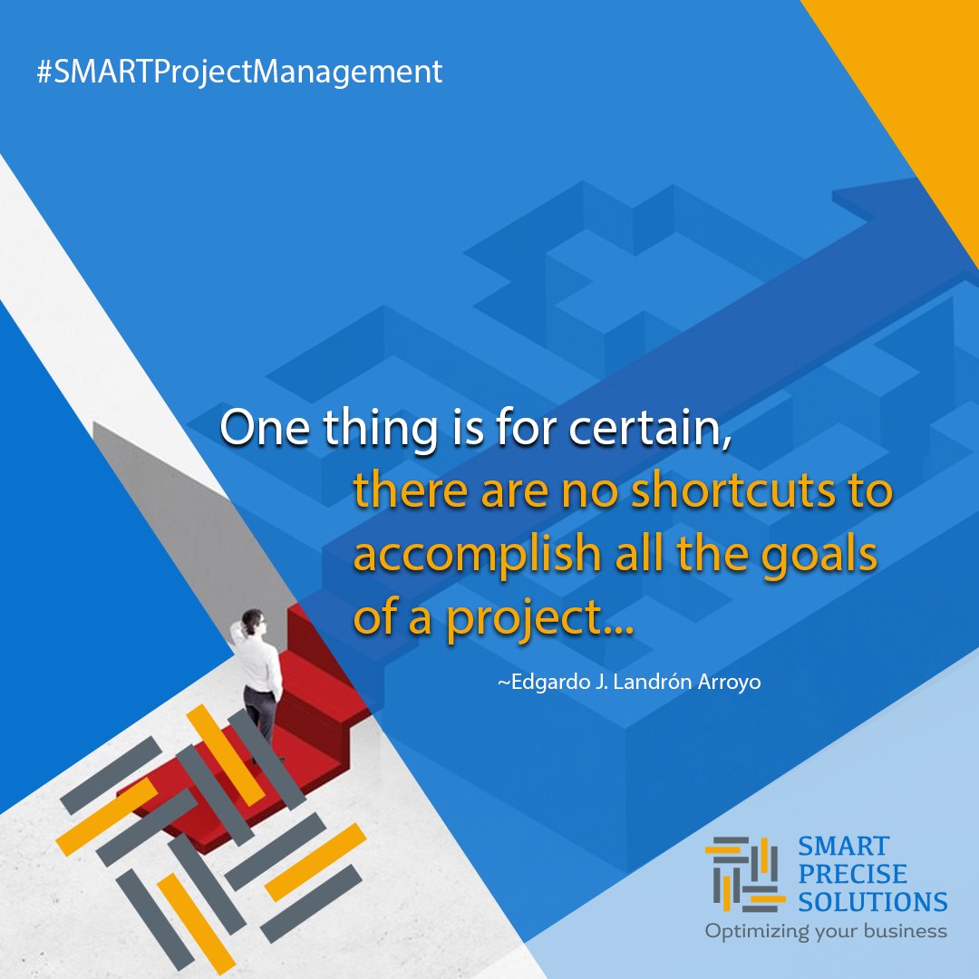 SmartPreciseSol's tweet image. One thing is for certain, there are no shortcuts to accomplish all the goals within the given constrains, but there are methods and strategies you can apply to execute and meet the project deadlines successfully. Read more here>>ow.ly/l6JP30r8j2s. #SMARTProjectManagement